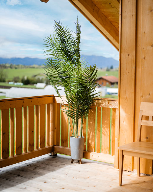 Veranstaltungsraum mit Loggia und Bergblick